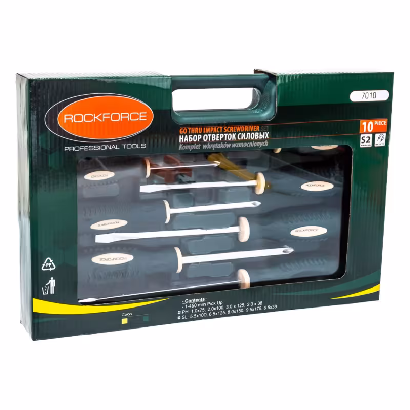 Набор отверток силовых PH SL RockForce RF-7010, 10 предметов