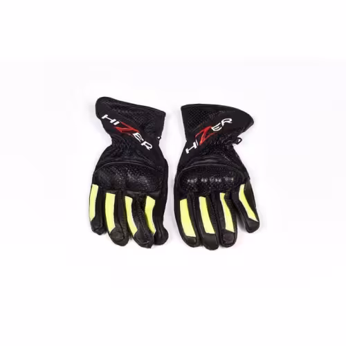 Мотоперчатки Hizer 555-А, кожа, черный/желтый, размер S
