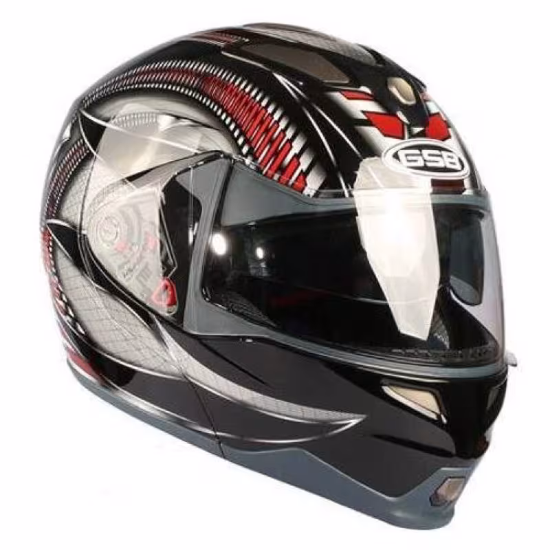 Мотошлем зимний GSB G-339 BR, черный/красный, размер XXL