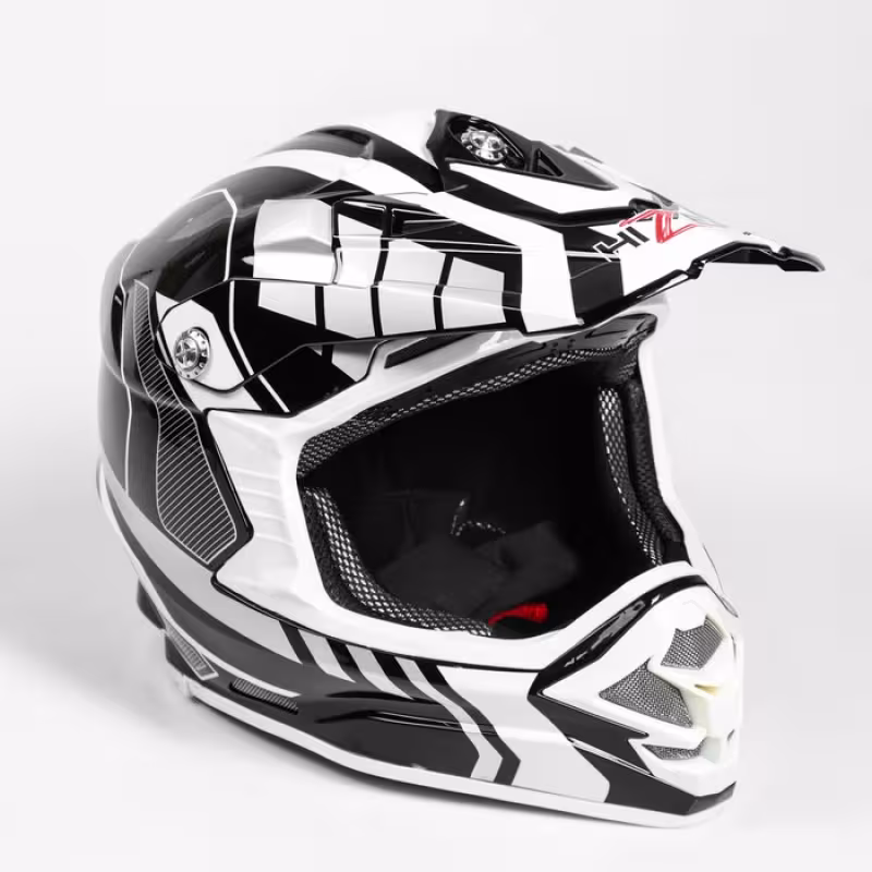 Мотошлем Hizer B6195, черный/белый, размер XL