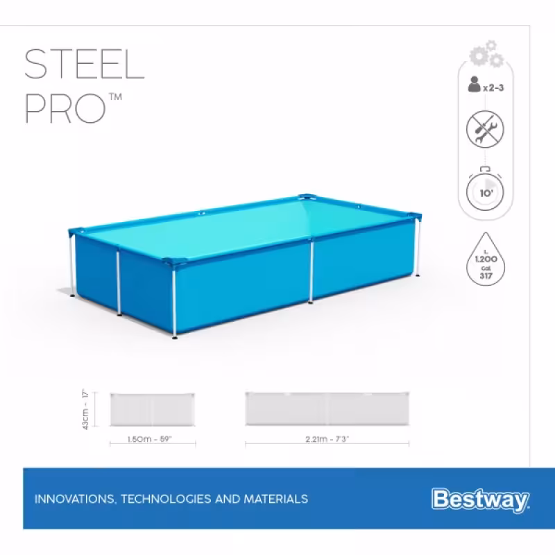 Бассейн каркасный Bestway Steel Pro, 221х150х43 см, 1200 л
