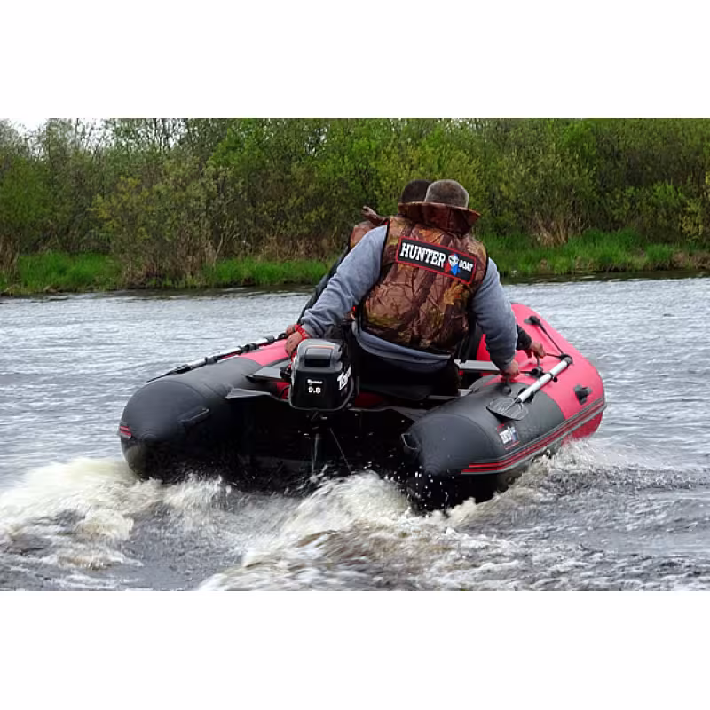 Надувная лодка ПВХ HunterBoat 365 ЛКА, НДНД, красный/черный