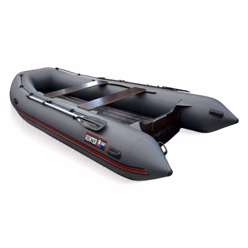Надувная лодка ПВХ HunterBoat 390 А, НДНД, серый