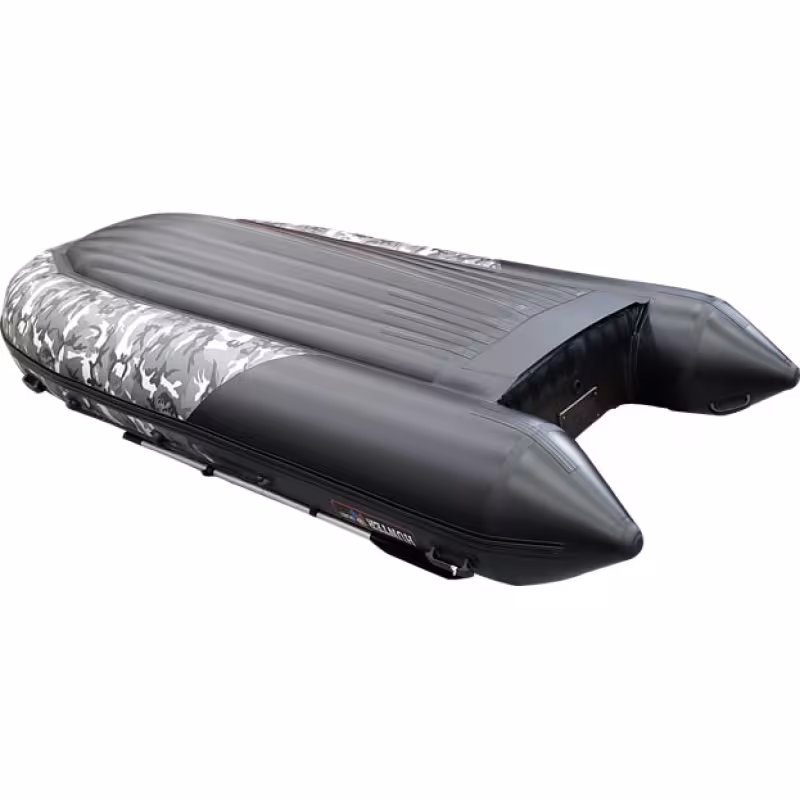 Надувная лодка ПВХ HunterBoat 380 ПРО, НДНД, серый/черный камуфляж