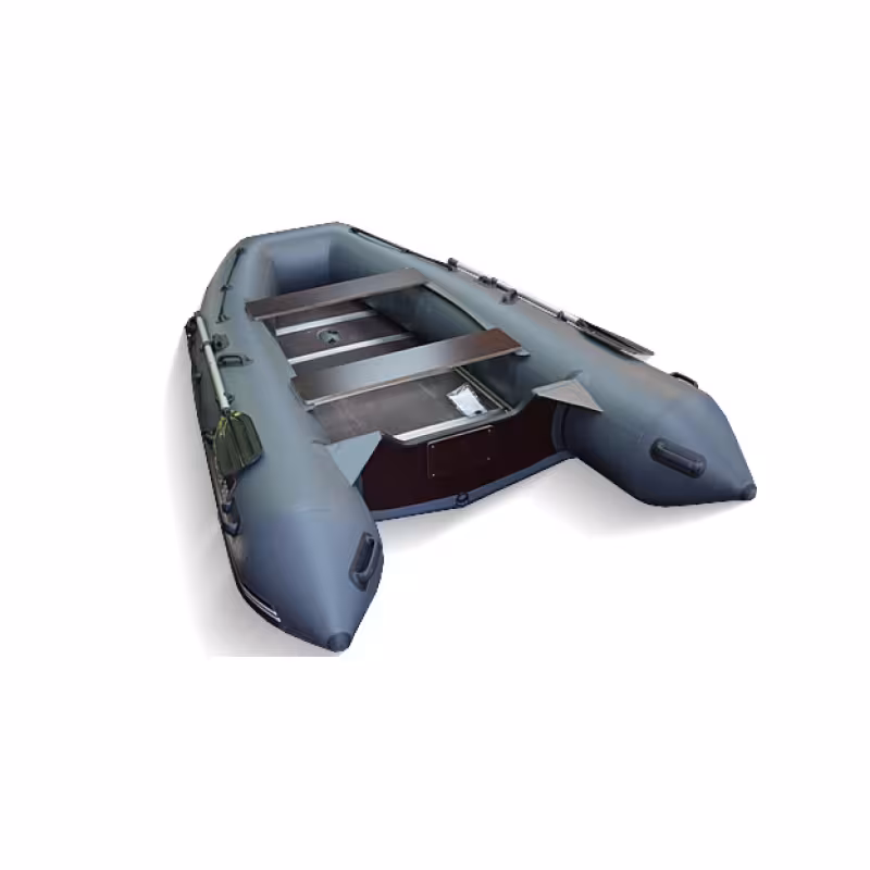 Надувная лодка ПВХ HunterBoat 360, пайол фанерный, серый