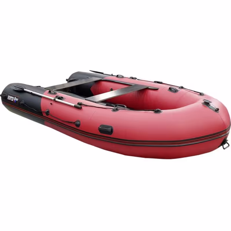 Надувная лодка ПВХ HunterBoat 380, НДНД, красный/черный