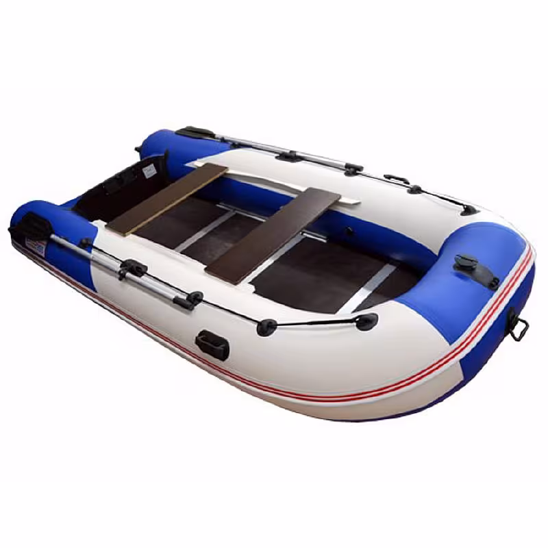 Надувная лодка ПВХ HunterBoat Stels 335, пайол фанерный, синий/белый