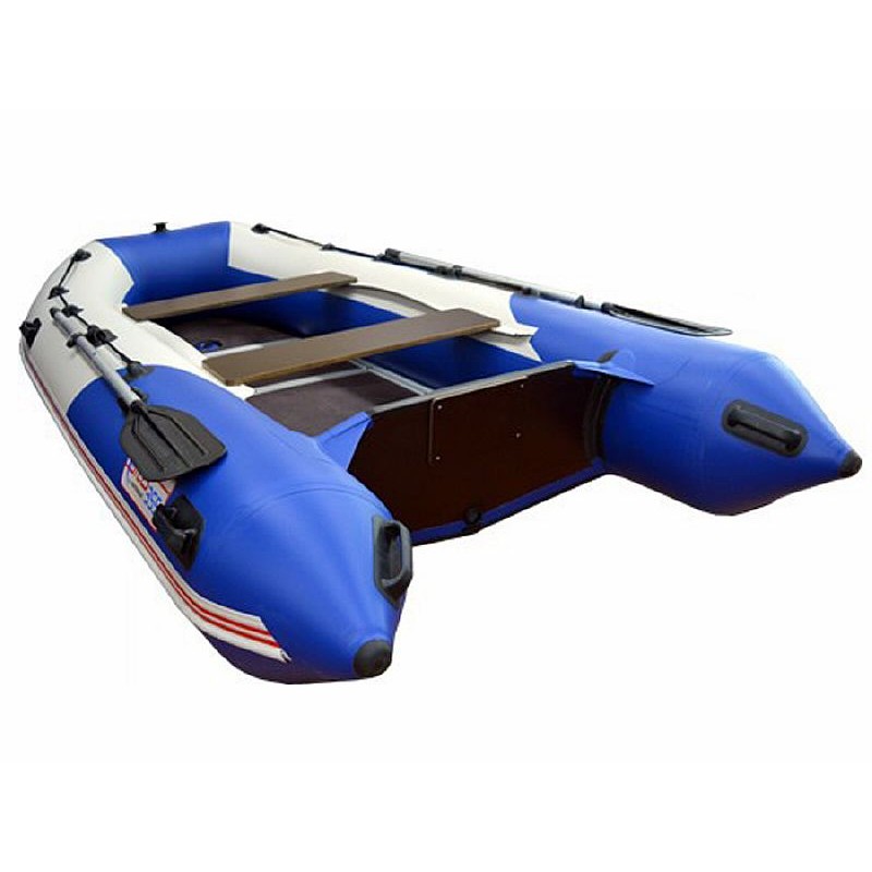Надувная лодка ПВХ HunterBoat Stels 335, пайол фанерный, синий/белый