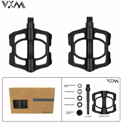 Комплект педалей VXM УТ00020748, алюминий, промподшипники, ось Cr-Mo, 9/16", 110x95 мм, черный