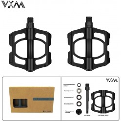 Комплект педалей VXM УТ00020748, алюминий, промподшипники, ось Cr-Mo, 9/16", 110x95 мм, черный