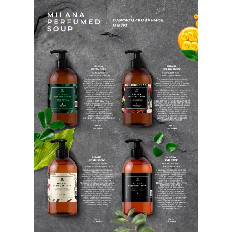 Мыло жидкое парфюмированное Grass Milana Green Stalk, 300 мл