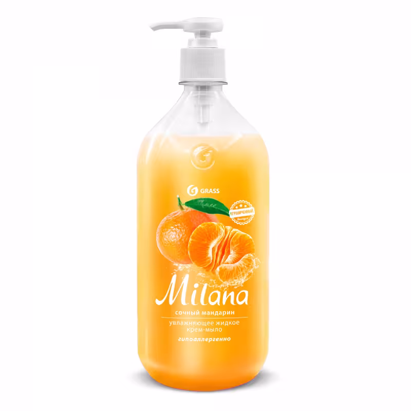 Крем-мыло жидкое увлажняющее Grass Milana Сочный мандарин, 1 л
