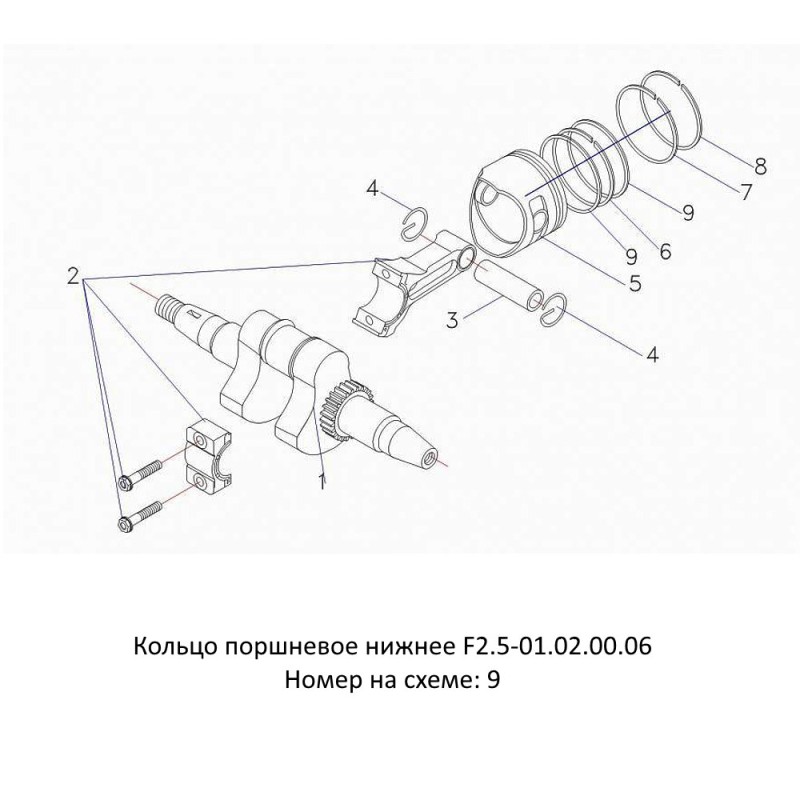 Кольцо поршневое нижнее Hidea HDF 2.5 F2.5-01.02.00.06