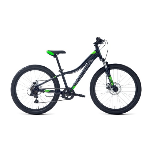 Велосипед горный хардтейл Forward Twister 2.0 disc, 24 (7 cкоростей, рост 12) черный/ярко-зеленый