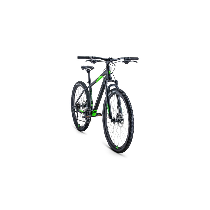 Велосипед горный хардтейл Forward Apache 2.0 dick 27,5 (21 скорость, рост 21) черный матовый/ярко-зеленый