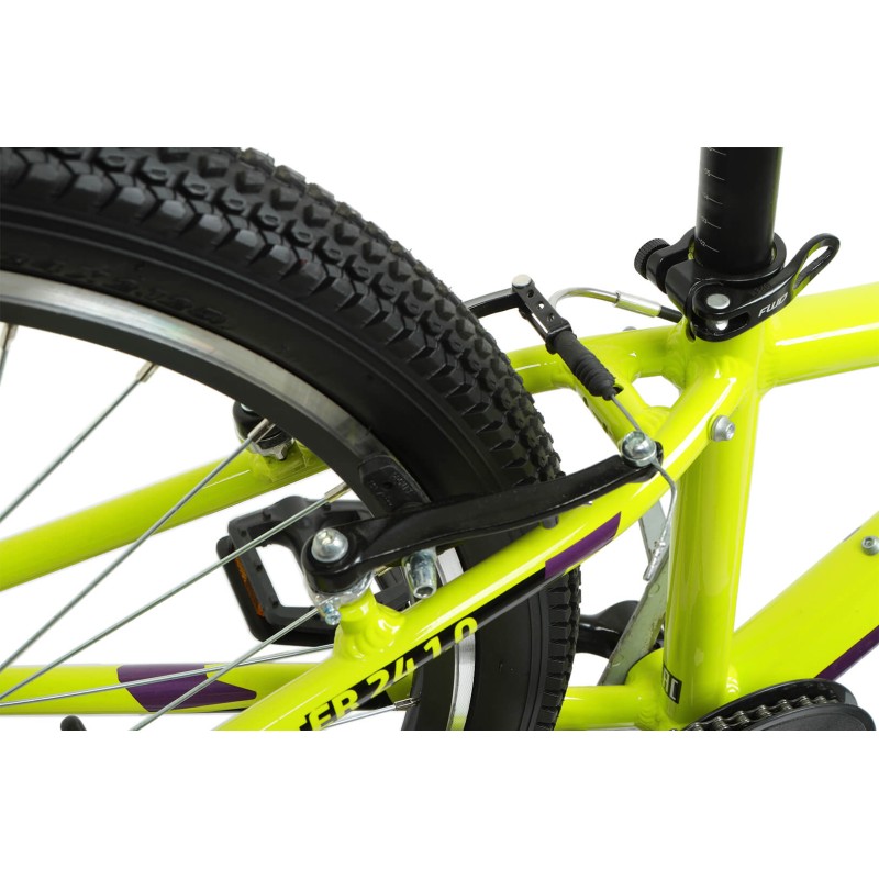 Велосипед горный хардтейл подростковый  Forward Twistr 24 1.0, (7 скоростей, рост 12) зеленый/фиолетовый