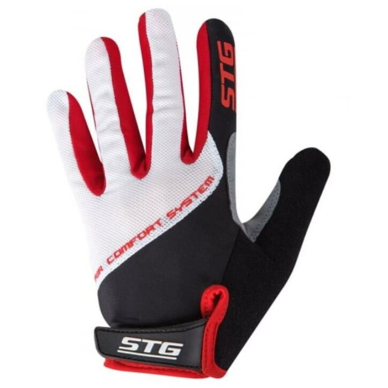 Велоперчатки STG AL-05-1825, размер S, белый/красный/черный