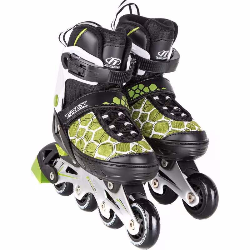 Роликовые коньки Tech Team T-Rex зеленый, размер S, 33-36