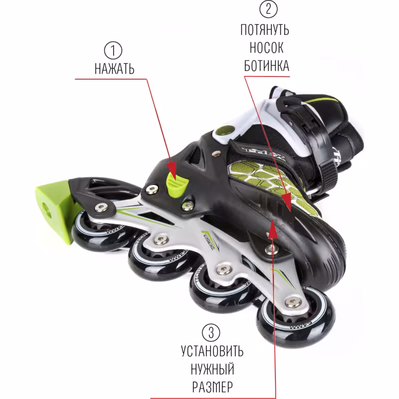 Роликовые коньки Tech Team T-Rex зеленый, размер M, 37-40 