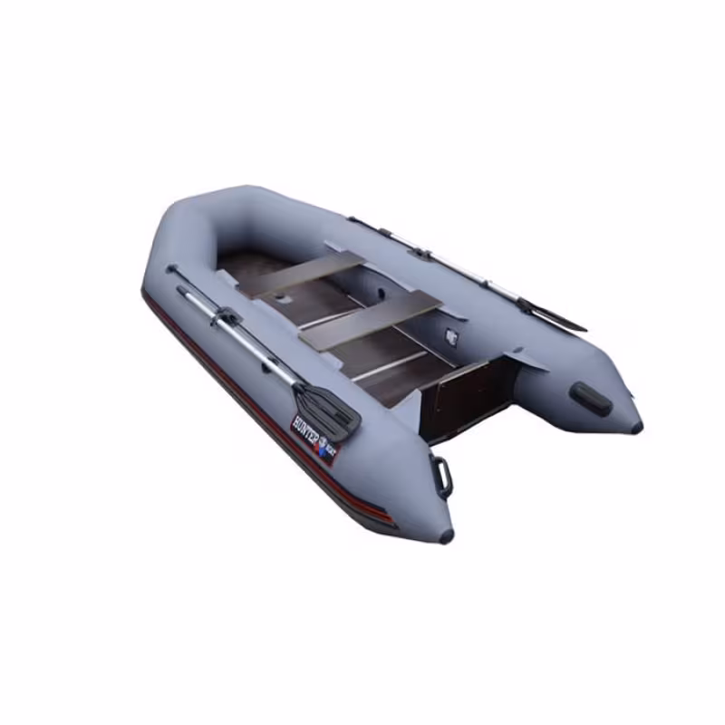 Надувная лодка ПВХ HunterBoat 320 ЛК, пайол фанерный, серый