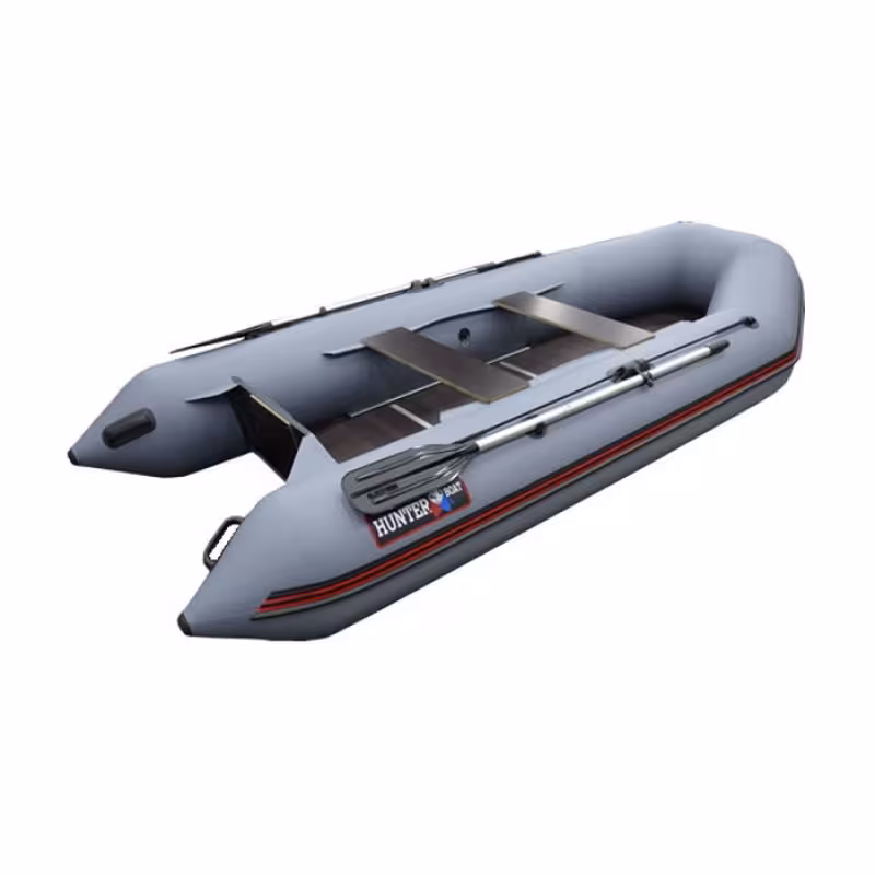 Надувная лодка ПВХ HunterBoat 320 ЛК, пайол фанерный, серый