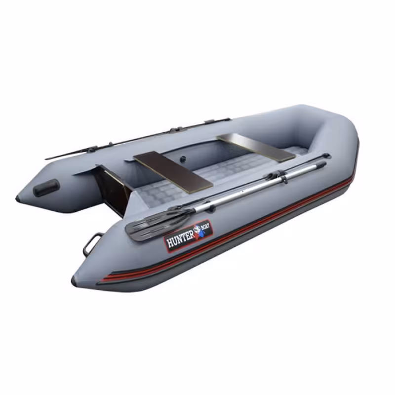 Надувная лодка ПВХ HunterBoat 290 ЛН, НДНД, серый