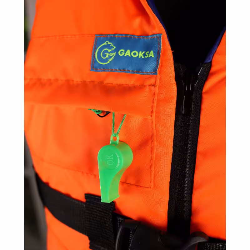 Жилет спасательный с подголовником Gaoksa, до 90 кг, оранжевый, ГОСТ Р58108-2019, подходит для ГИМС