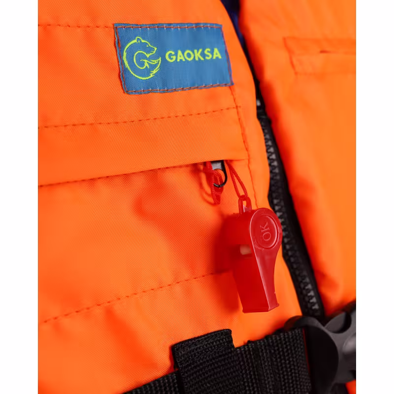 Жилет спасательный с подголовником Gaoksa, до 130 кг, оранжевый, ГОСТ Р58108-2019, подходит для ГИМС