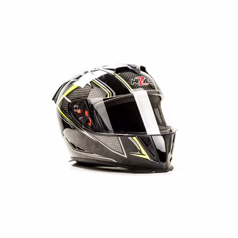 Мотошлем Hizer J5311, черный/лимон,  размер L