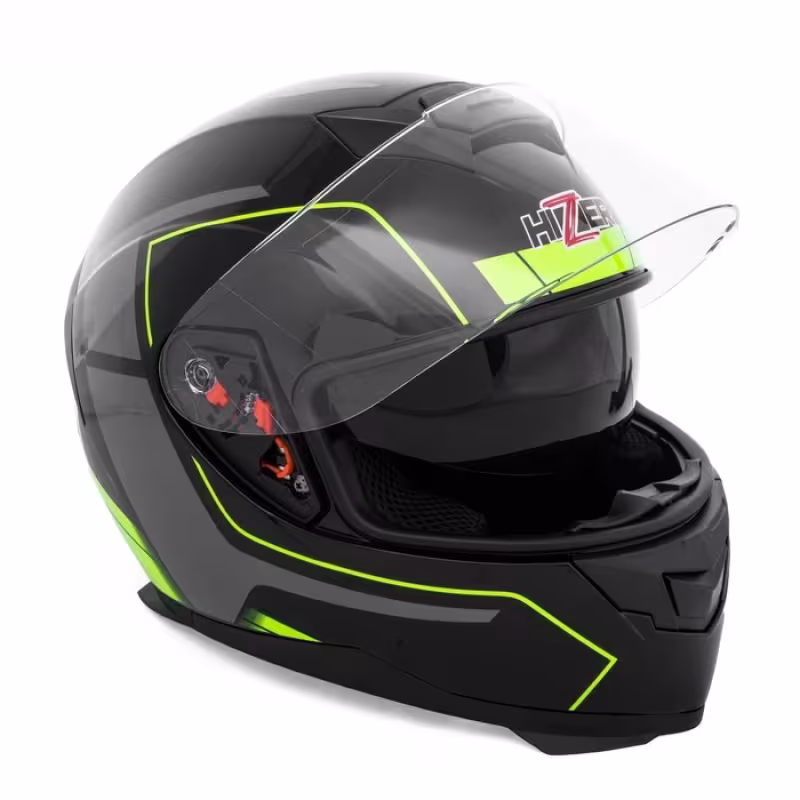 Мотошлем Hizer J5318, черный/желтый, размер М