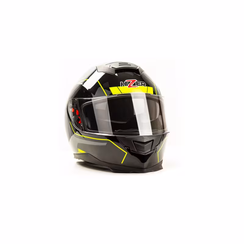 Мотошлем Hizer  J5318, черный/желтый, размер XL