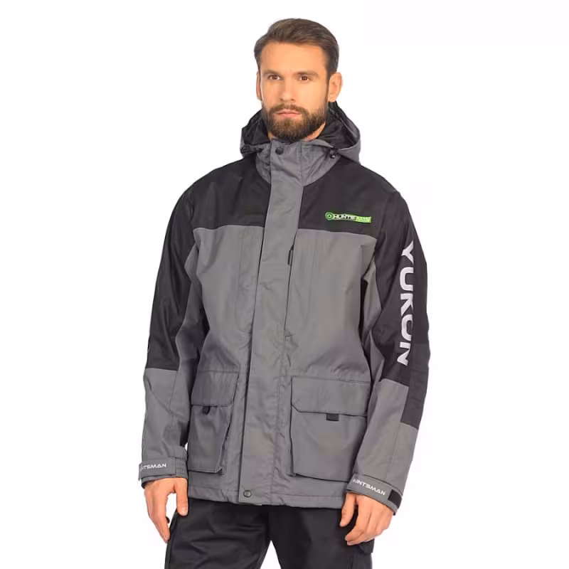 Костюм мужской Huntsman (Восток) Юкон, ткань Breathable, серый/черный, размер 52-54, 182-188 см