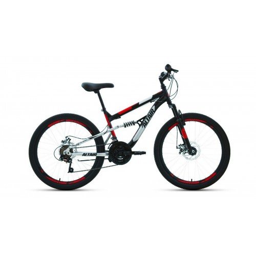 Велосипед  Altair MTB FS 24", 18 скоростей, рост 15", черный/красный 