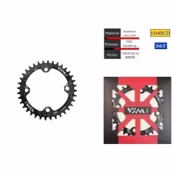 Звезда передняя ведущая Round Narrow Wide 104BCD алюм ALU-7005 38T VXM (черный)