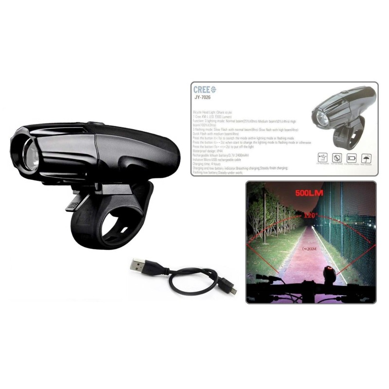 Фонарь велосипедный передний Voron JY-7026 Cree XM-L, 400 lm, 6 режимов