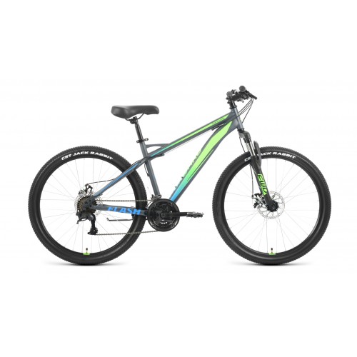Велосипед горный Forward Flash 26 2.2 D, рама 15", серый матовый/ярко-зеленый 