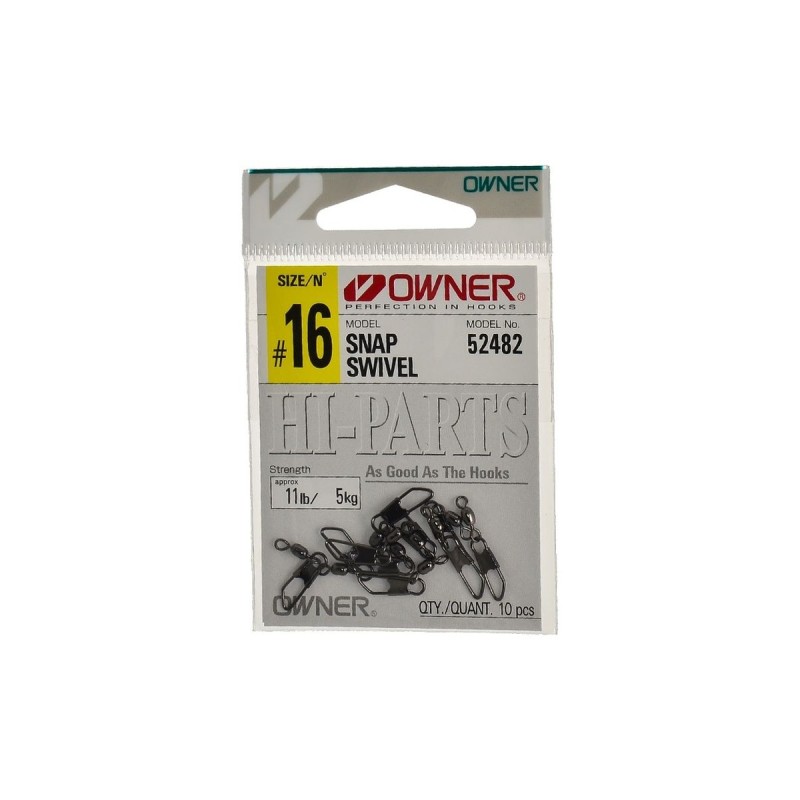 Вертлюг Owner Snap Swivel 52482 №16, 5 кг, 10 шт