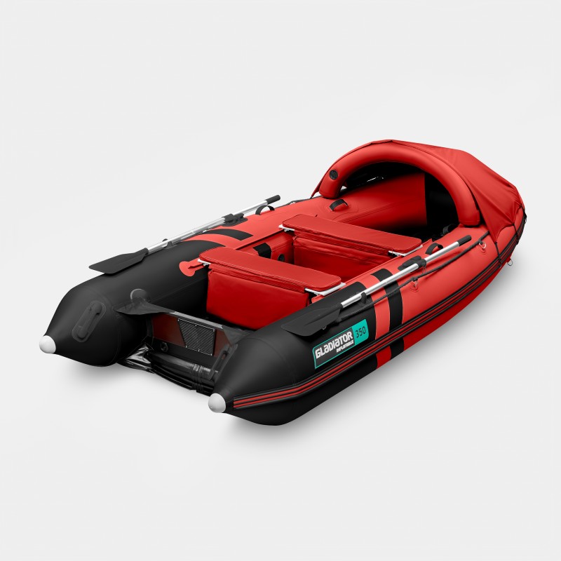 Надувная лодка ПВХ Gladiator Air PRO E350PRO, НДНД, красный/черный
