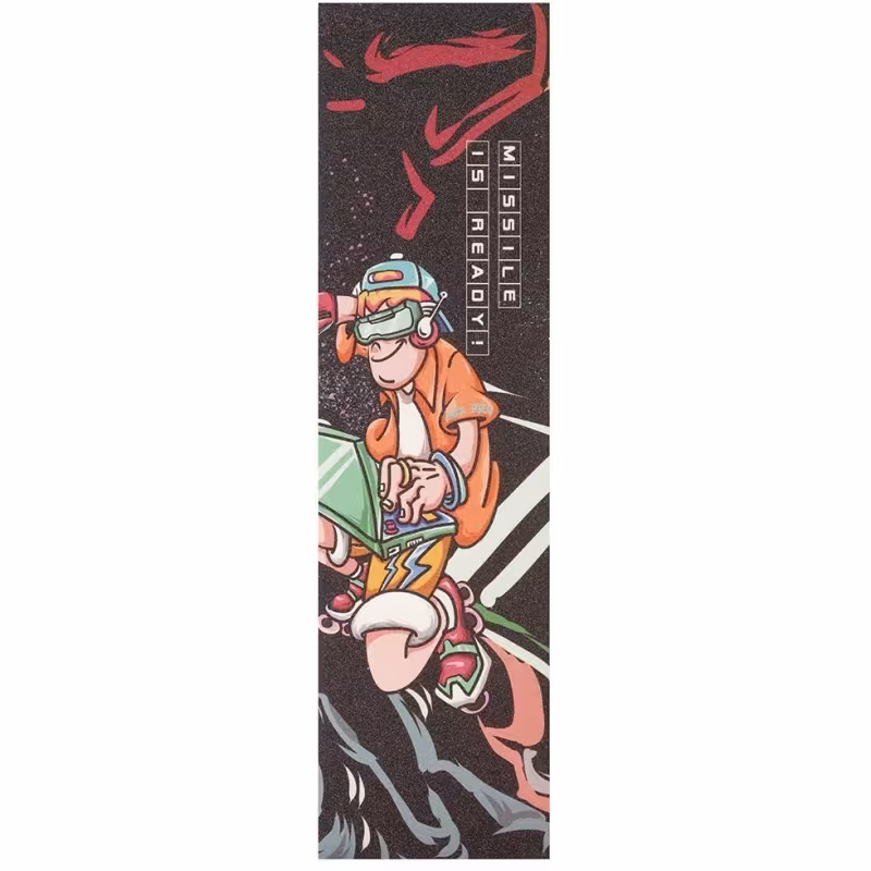 Шкурка (наклейка на деку) для самоката Fox Missile, 560х150mm, черный