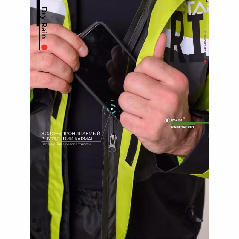 Куртка-дождевик мужская Starks Dry Rain, мембрана, желтый/серый, размер XL, 182 см