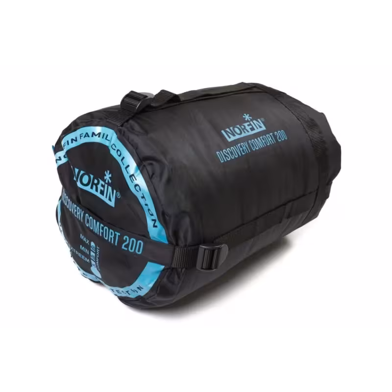 Мешок спальный Norfin Discovery Comfort 200 R, NFL-30229, голубой/желтый/серый (до +5°С)