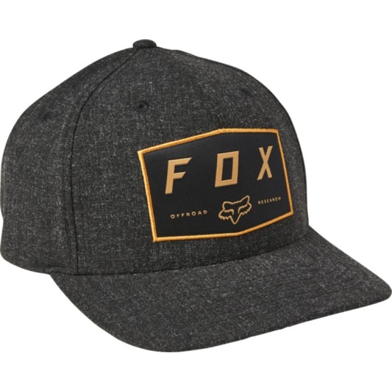 Кепка-бейсболка Fox Badge Flexfit Hat Black, хлопок, черный, размер L/XL
