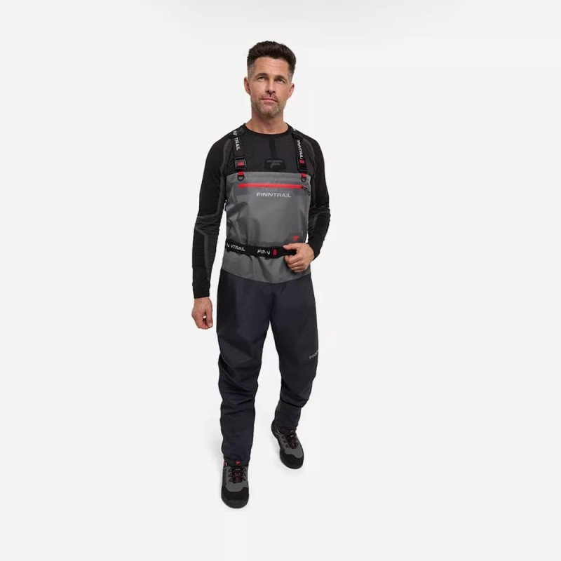 Полукомбинезон-вейдерсы Finntrail Wademan 1524 Grey, мембрана Hard-Tex, серый, размер 48-50 (M), 170-180 см