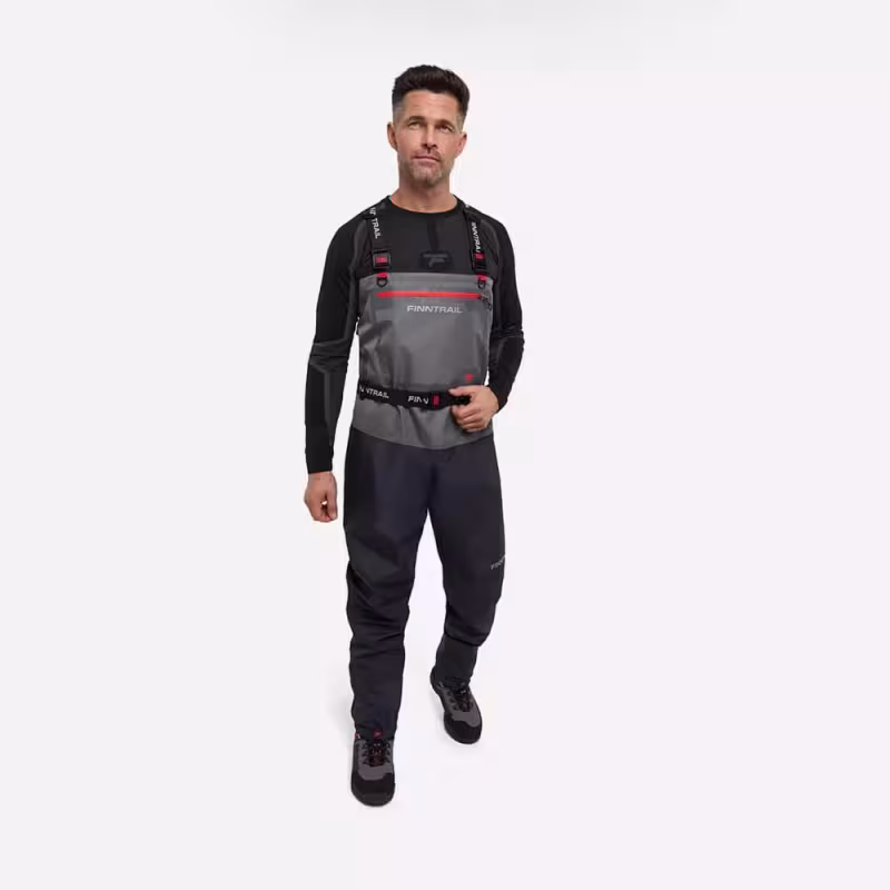 Полукомбинезон-вейдерсы Finntrail Wademan 1524 Grey, мембрана Hard-Tex, серый, размер 50-52 (L), 175-185 см