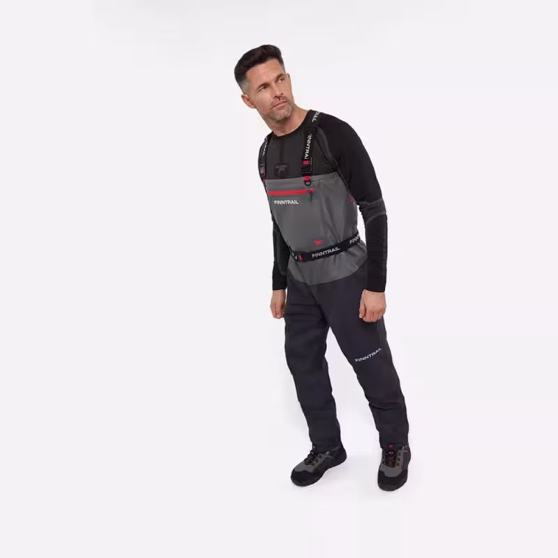 Полукомбинезон-вейдерсы Finntrail Wademan 1524 Grey, мембрана Hard-Tex, серый, размер 54-56 (XLL), 195-205 см