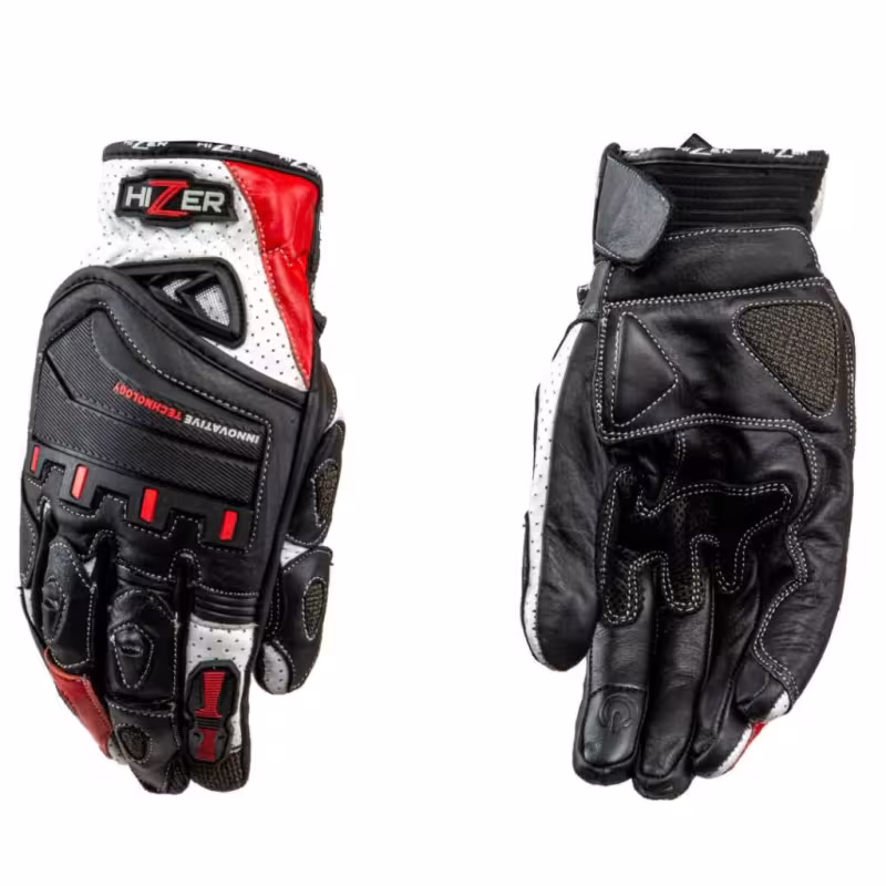 Мотоперчатки Hizer AT-4136, кожа/текстиль, черный, размер XL