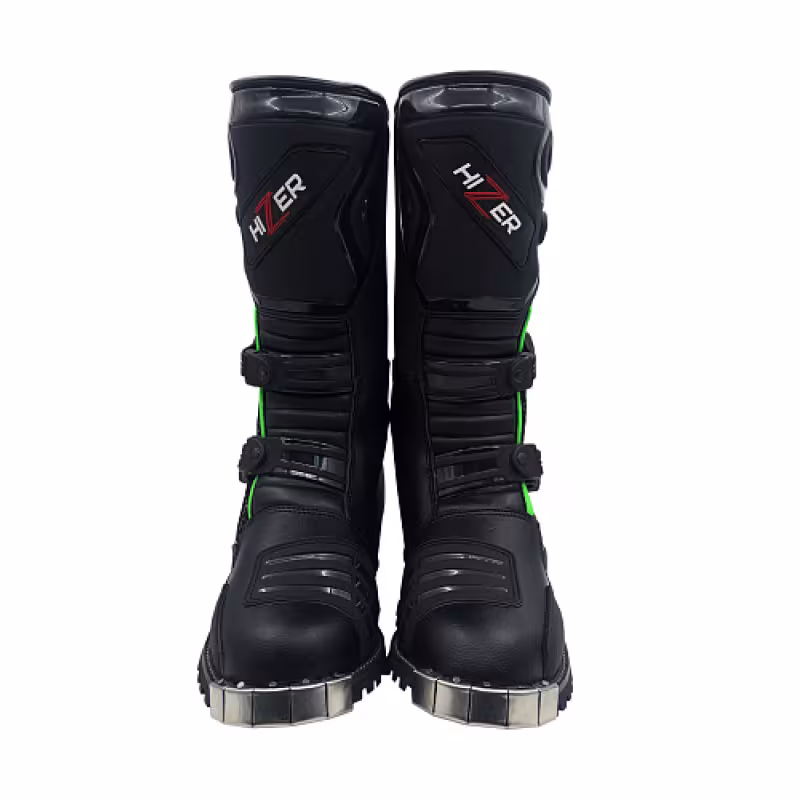 Мотоботы кроссовые Hizer AT-6090, черный/зеленый, размер 43