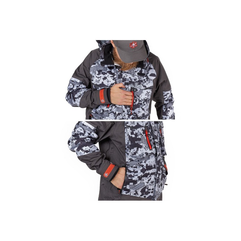 Костюм мужской Norfin Pro Dry 3 Camo 02, ткань Nortex Breathable, серый камуфляж, размер 48-50 (M), 172-174 см