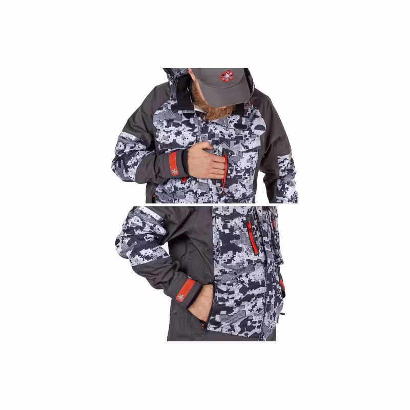 Костюм мужской Norfin Pro Dry 3 Camo 04, ткань Nortex Breathable, серый камуфляж, размер 56-58 (XL), 174-176 см