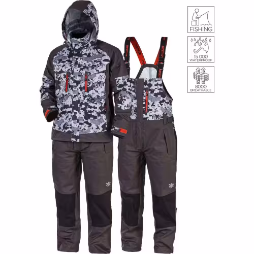 Костюм мужской Norfin Pro Dry 3 Camo 04, ткань Nortex Breathable, серый камуфляж, размер 56-58 (XL), 174-176 см